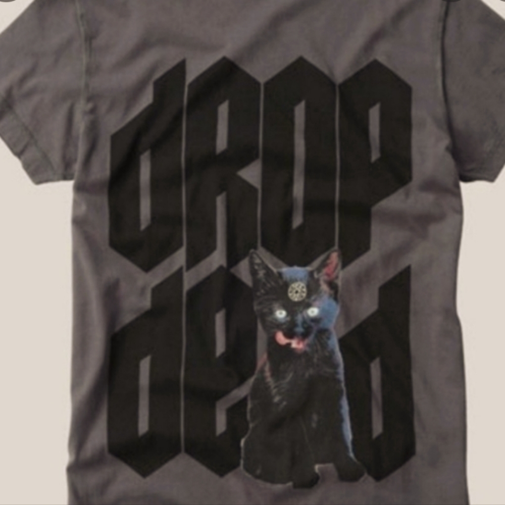 *Early Print DROPDEAD Satanic Kitty 'inside out' distressed print Short Sleeve